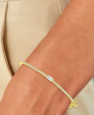 Cubic Zirconia Bangle Bracelet in 14k Yellow Gold Over Sterling Silver