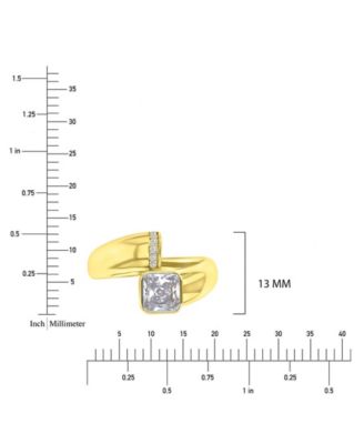Polished Cubic Zirconia Engagement Ring in 14k Yellow Gold Over Sterling Silver