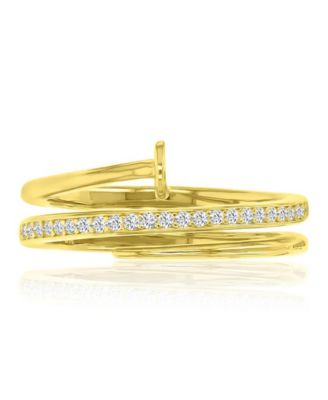 Cubic Zirconia Spiral Pin Ring in 14k Yellow Gold Over Sterling Silver