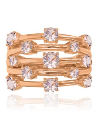 Morganite 5-Row Ring in 14k Rose Gold Over Sterling Silver