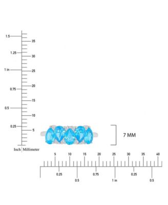 Aqua Blue Cubic Zirconia Ring in Rhodium Over Sterling Silver