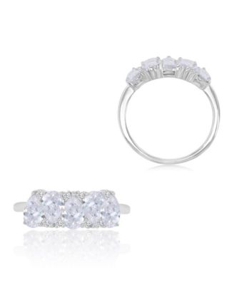 Pear-Shaped Cubic Zirconia Ring in Rhodium Over Sterling Silver