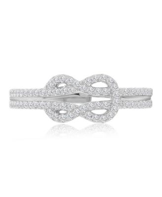 Infinity Knot Cubic Zirconia Ring in Rhodium Over Sterling Silver