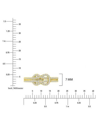 Infinity Knot Cubic Zirconia Ring in 14k Yellow Gold Over Sterling Silver