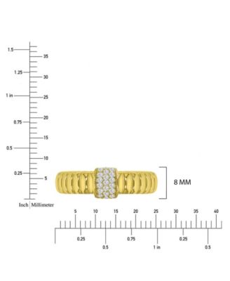Cubic Zirconia Pave Ribbed Ring in 14k Yellow Gold Over Sterling Silver