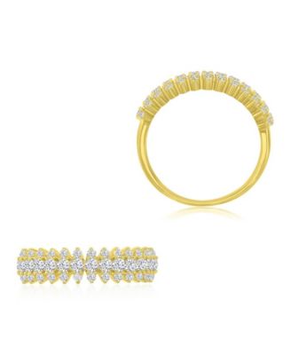 Cubic Zirconia Spike Ring in 14k Yellow Gold Over Sterling Silver