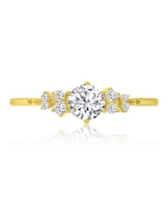 White Cubic Zirconia Ring in 14k Yellow Gold Over Sterling Silver