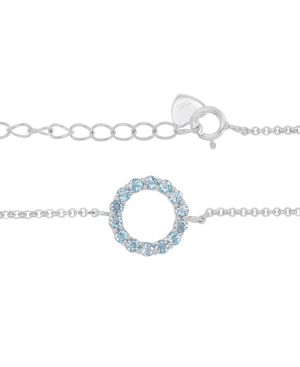 Macy's Blue Topaz Circle Bracelet in Rhodium Over Sterling Silver
