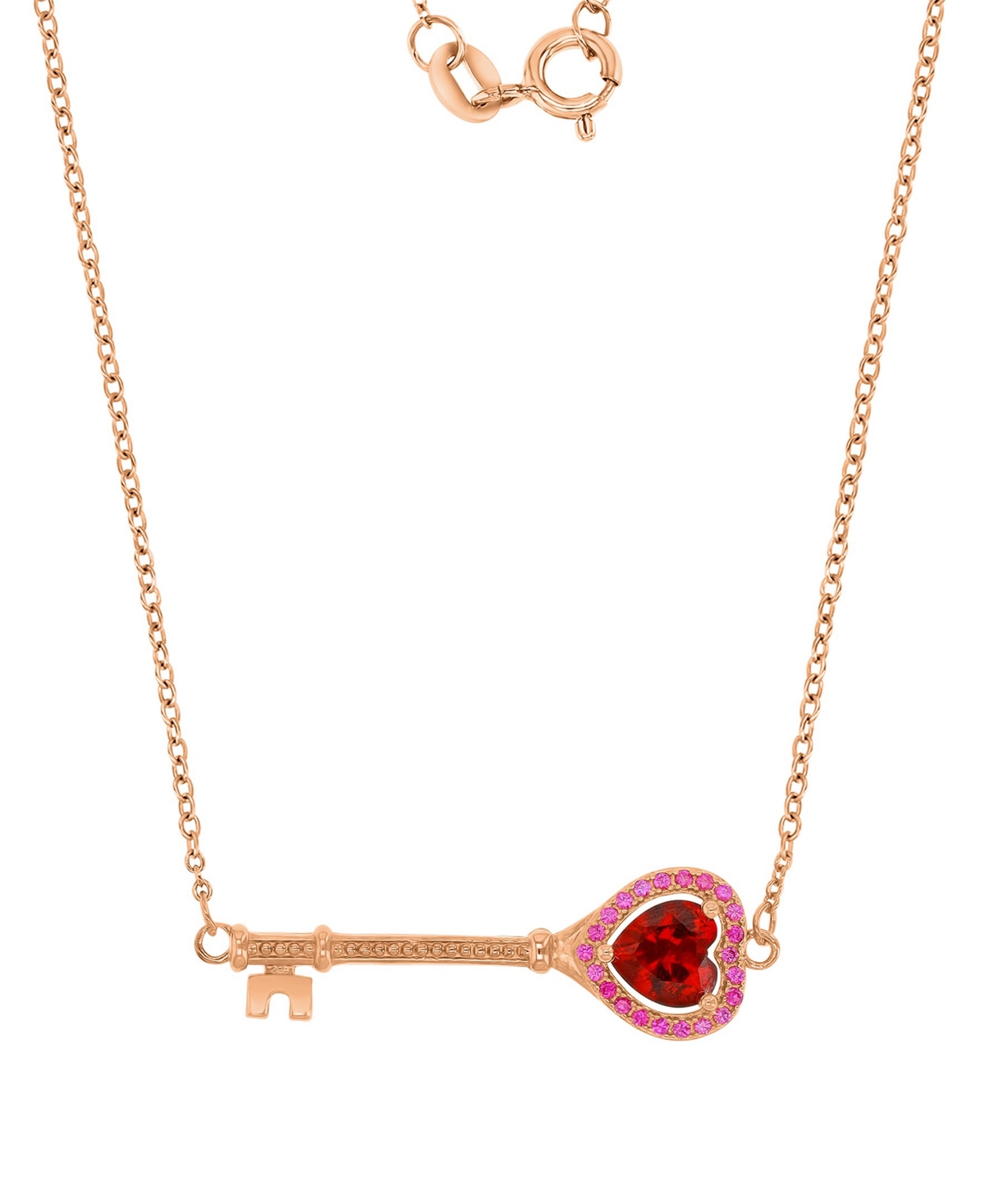 Macy's Ruby Key Necklace in 14k Rose Gold Over Sterling Silver