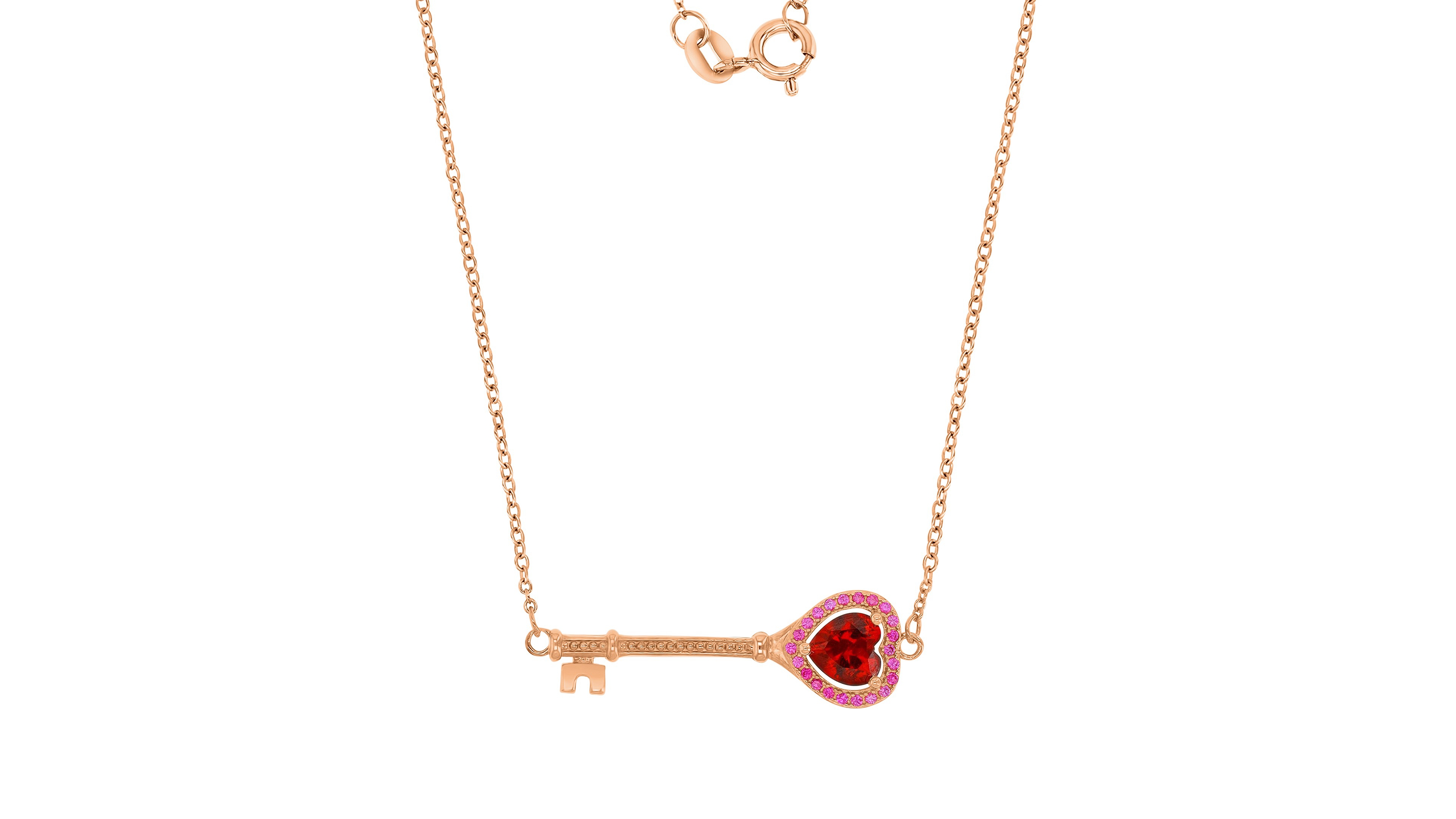 Macy's Ruby Key Necklace in 14k Rose Gold Over Sterling Silver