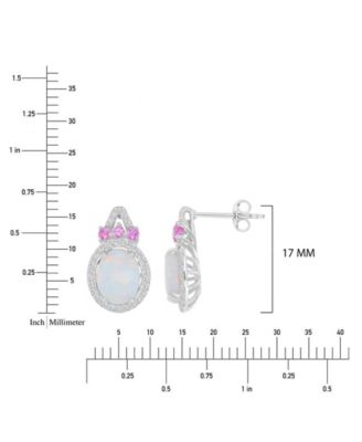 Created Opal, Pink Sapphire & White Sapphire Earrings in Rhodium Over Sterling Silver