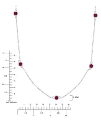 Created Ruby Station Necklace in Rhodium Over Sterling Silver
