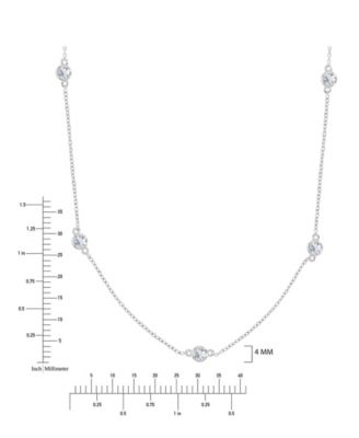 White Sapphire Station Necklace in Rhodium Over Sterling Silver