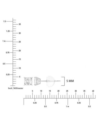 White Swarovski Zirconia Solitaire Earrings in 14k Yellow Gold