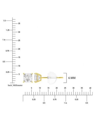 White Swarovski Zirconia Solitaire Earrings in 14k Yellow Gold