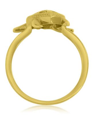 Diamond Accent Sea Turtle Ring in 14k Yellow Gold Over Sterling Silver