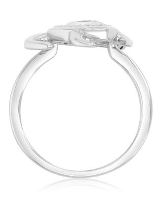 Diamond Accent Sea Turtle Ring in Rhodium Over Sterling Silver