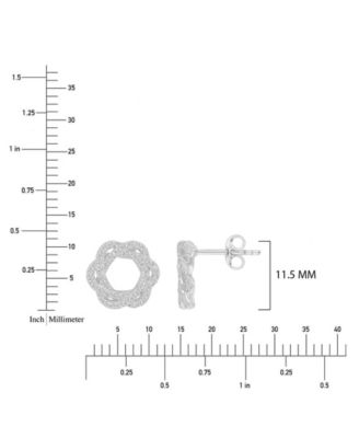 Created White Sapphire Invert Open Circle Stud Earrings in Rhodium Over Sterling Silver