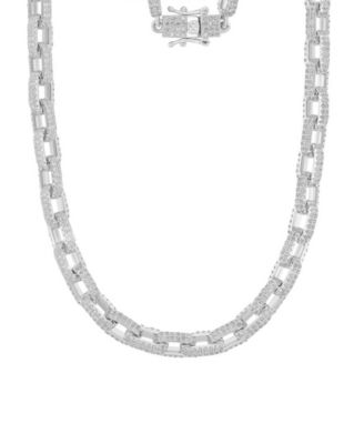 Cubic Zirconia Paper Clip Chain Necklace