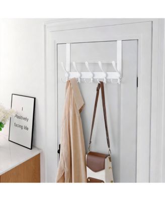 Stainless Steel Easy Assembly, Universal Fit 5 Hooks Over-the-Door Hook Rack
