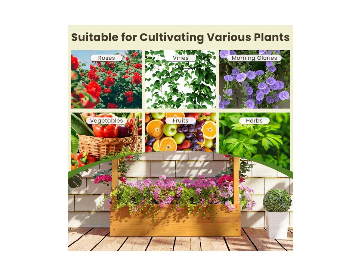 Slickblue Wood Raised Garden Bed 70" with Lattice Trellis for Plants