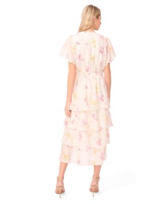 Women's V-Neck Layered Midi Dress