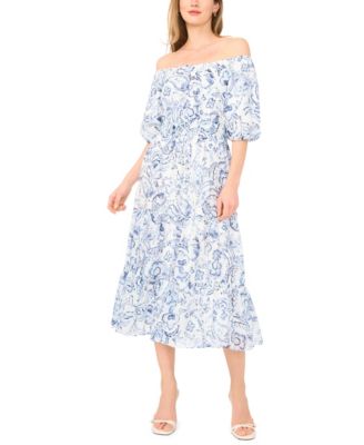 Women's Printed Tiered Ruffle Midi Dress