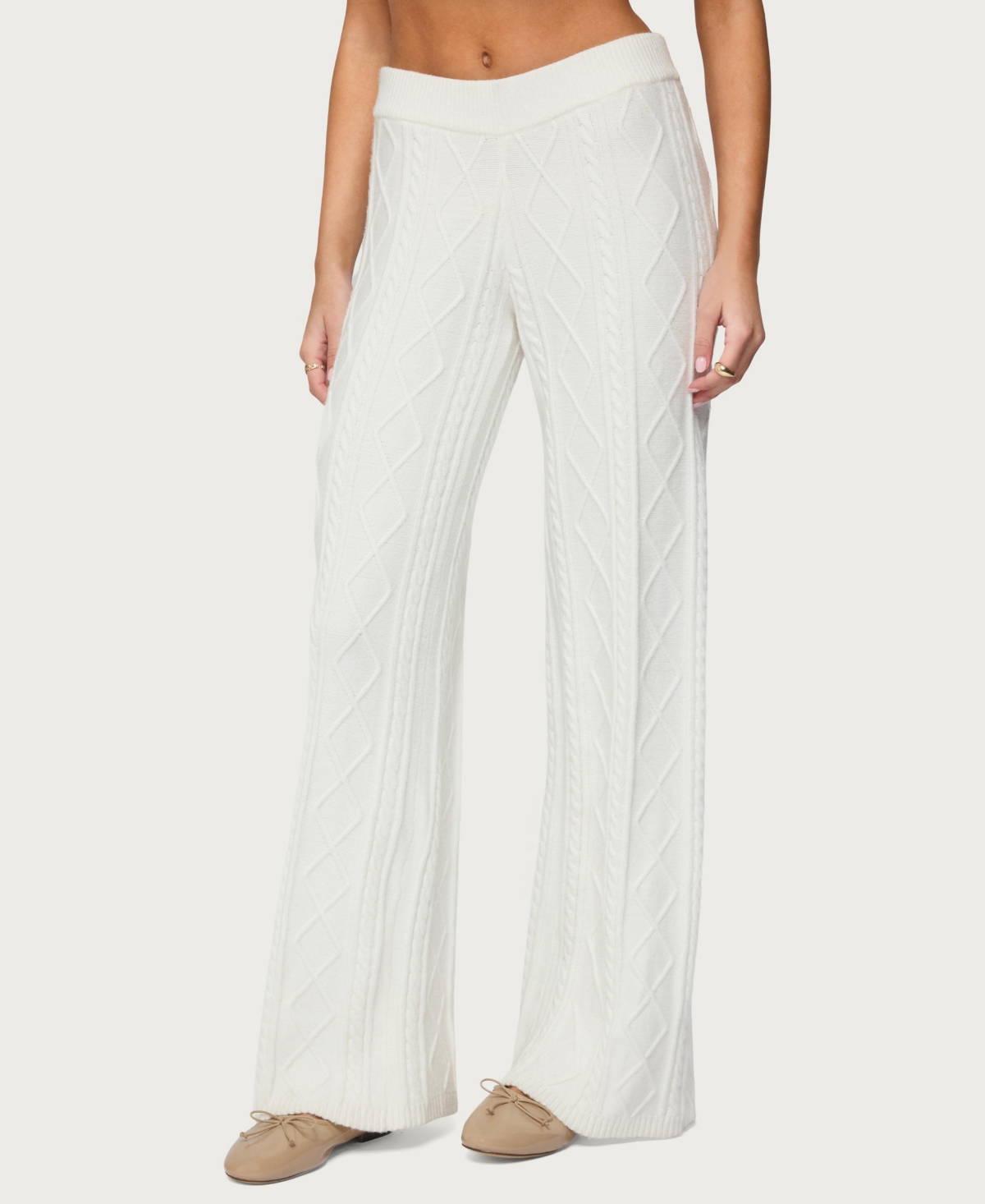 Edikted Women's Louise Straight Leg Cable Knit Pants