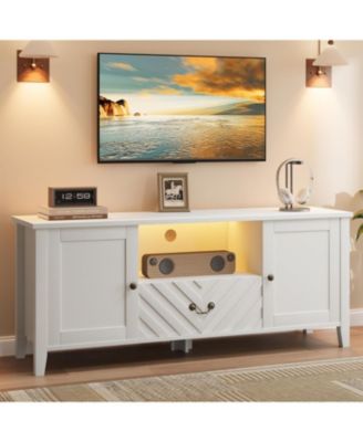 Entertainment Center for 65 Inch Tv, TV Stand with Led Lights for Living Room, TV Console Table with 2 Storage and 1 Drawer, Television Stands