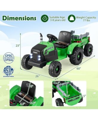 24V Ride-On Tractor for Kids with Detachable Trailer & Remote Control