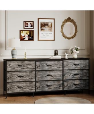 63 Inch Dresser TV Stand with 9 Fabric Drawers, Large Storage Chest, Wide Entertainment Center for 55 65 70 Inch TV