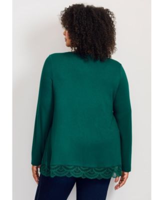 Women's Lace Hem Crewneck Tunic
