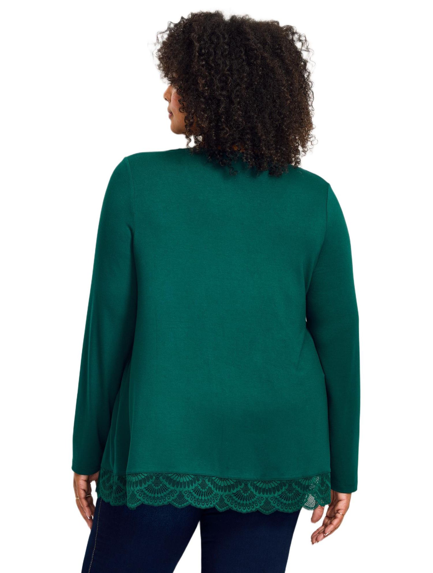 Plus Size Lace Hem Crewneck Tunic