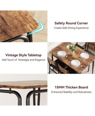 Dining Table Set for 4, Small Square Table and Chairs, 5 Piece Kitchen and Dining Set for Compact Spaces