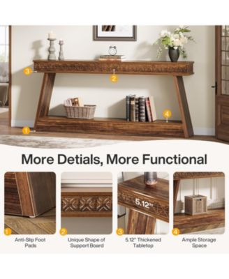 Farmhouse Console Table, Wood 70.9 Inch Extra Long Entryway Table with Storage, Narrow Long Sofa Tables Behind Couch