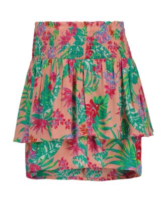 Girls' 7-16 Elastic Waistband Tiered Mini Skort