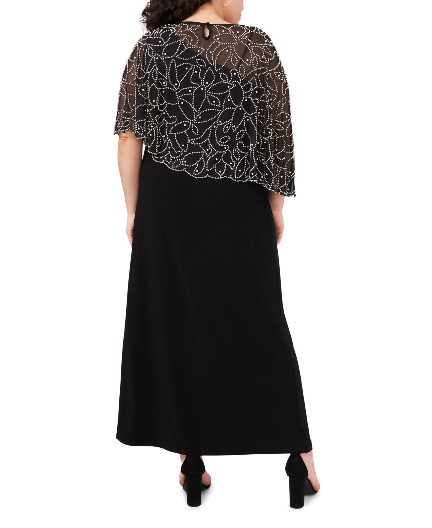 Женские платья MSK Plus Size Beaded Cape Gown, цвет: Чёрный — фото 3