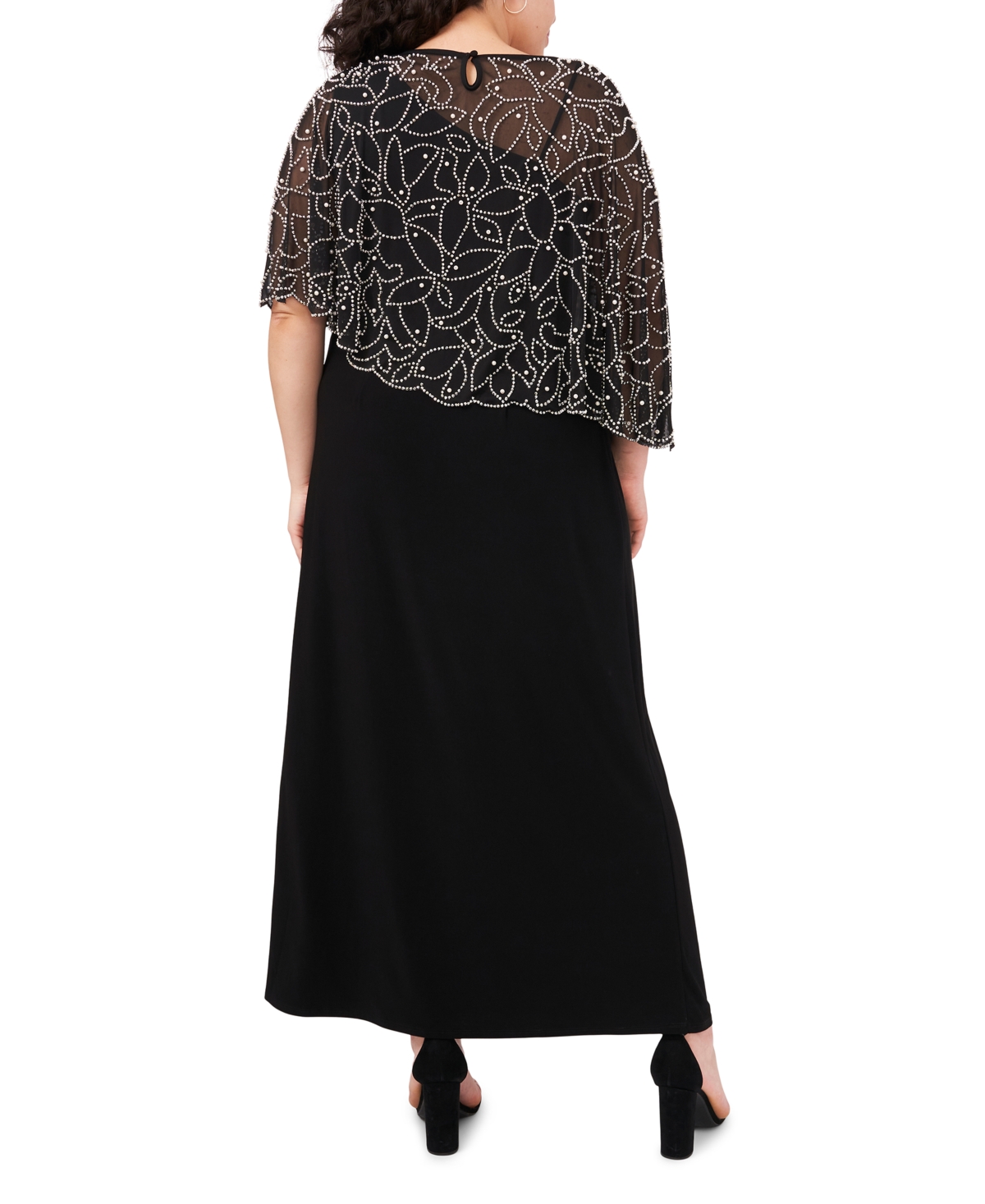 Msk Plus Beaded Cape Gown