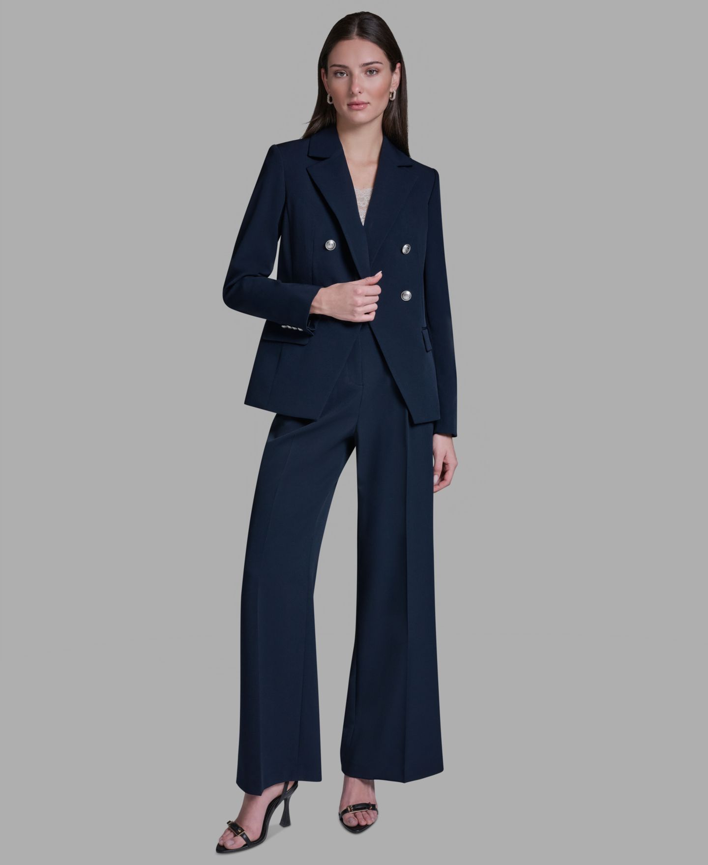 Женская куртка BCBG Double Breasted Long-Sleeve Jacket, цвет: Глубокий морской — фото 2