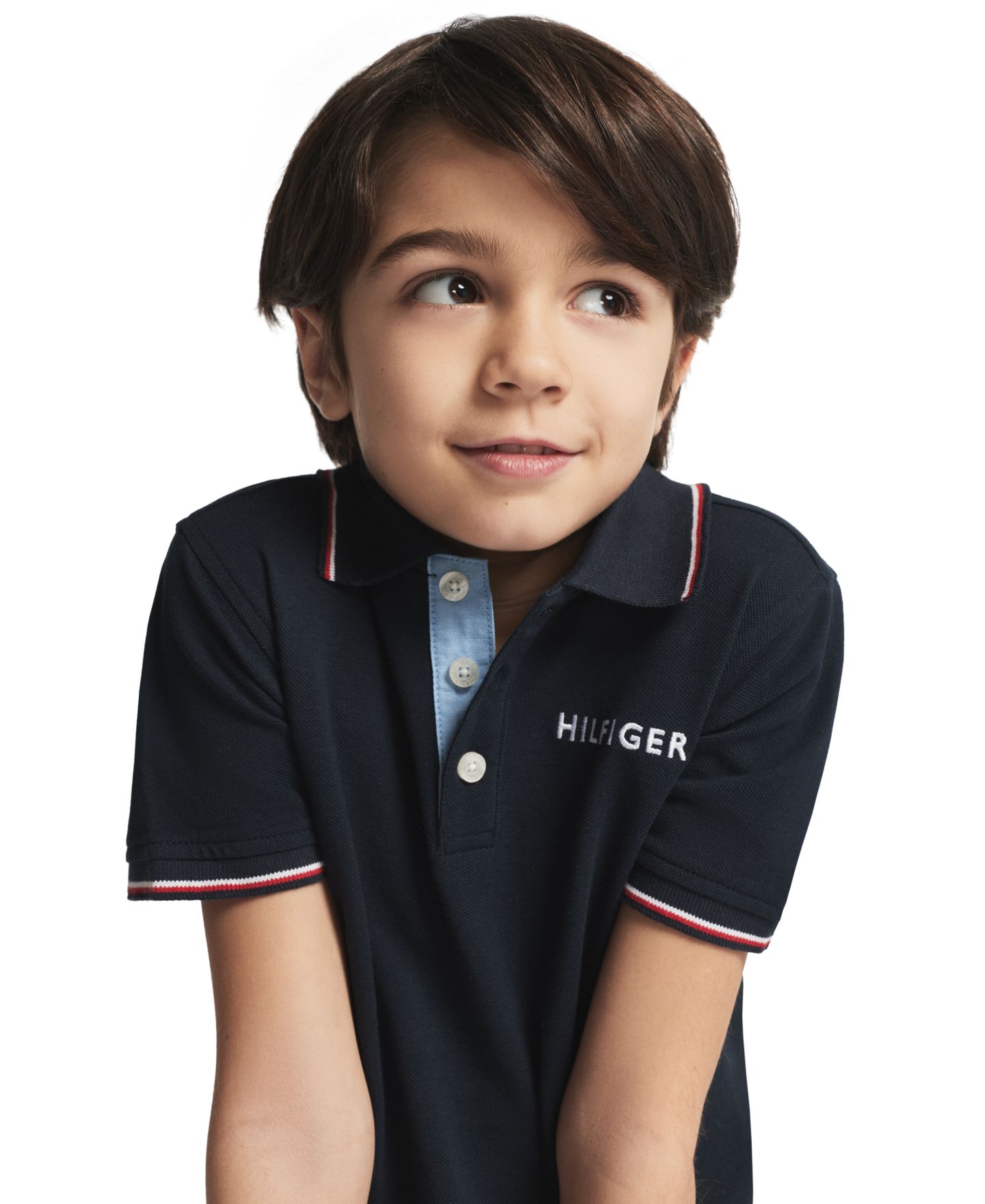 Детский комплект Tommy Hilfiger: рубашка-поло с коротким рукавом и твиловые шорты, 2T-7, цвет: Чёрный / Серый — фото 3