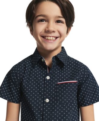 Boys' 2T-7 Point Collar Shirt and Shorts, 2-Piece Set