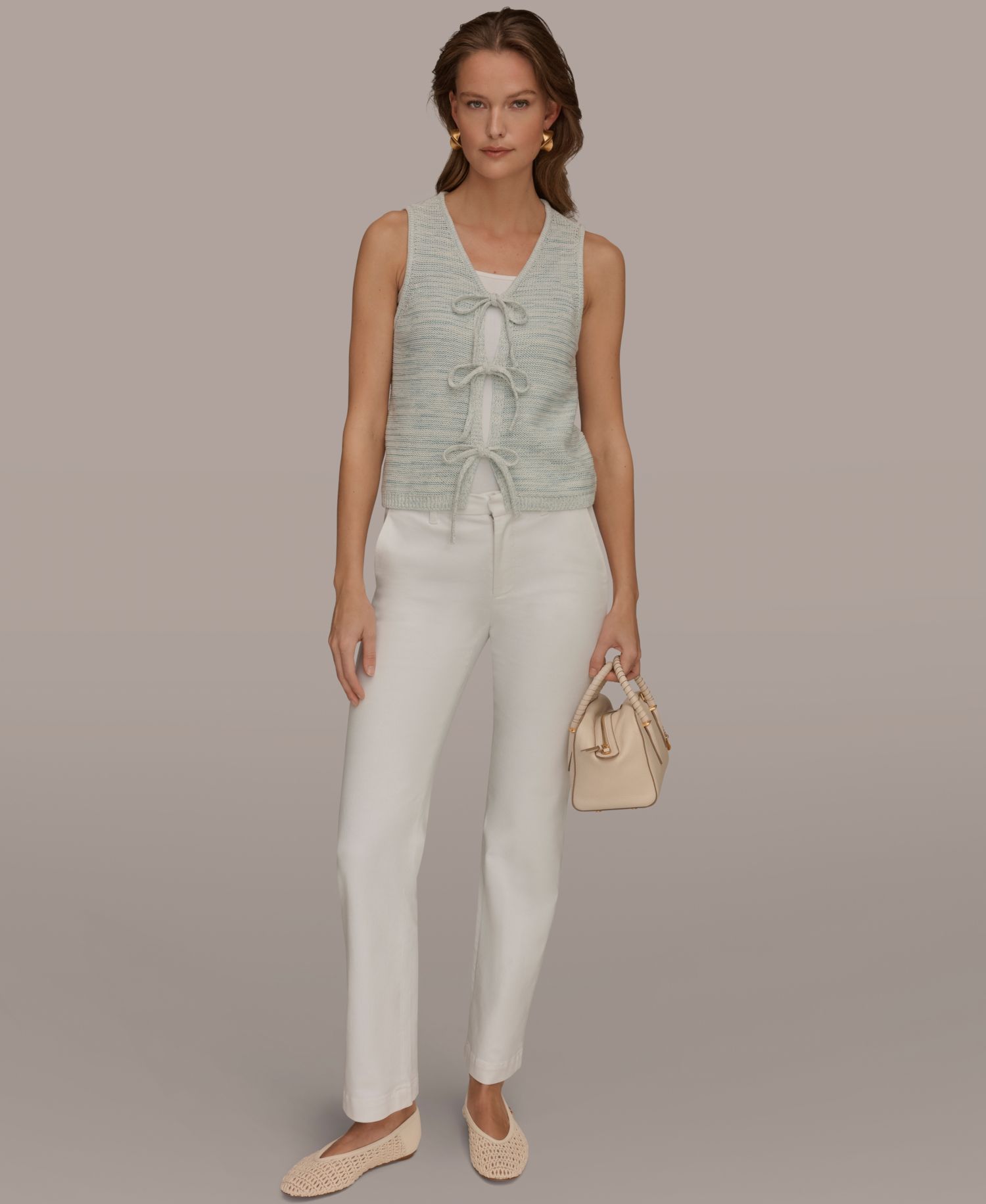 Women's V-Neck Tie-Front Detail Cardigan