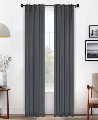 Solid Machine Room Darkening Blackout Curtains with Back Tabs, Set of 2