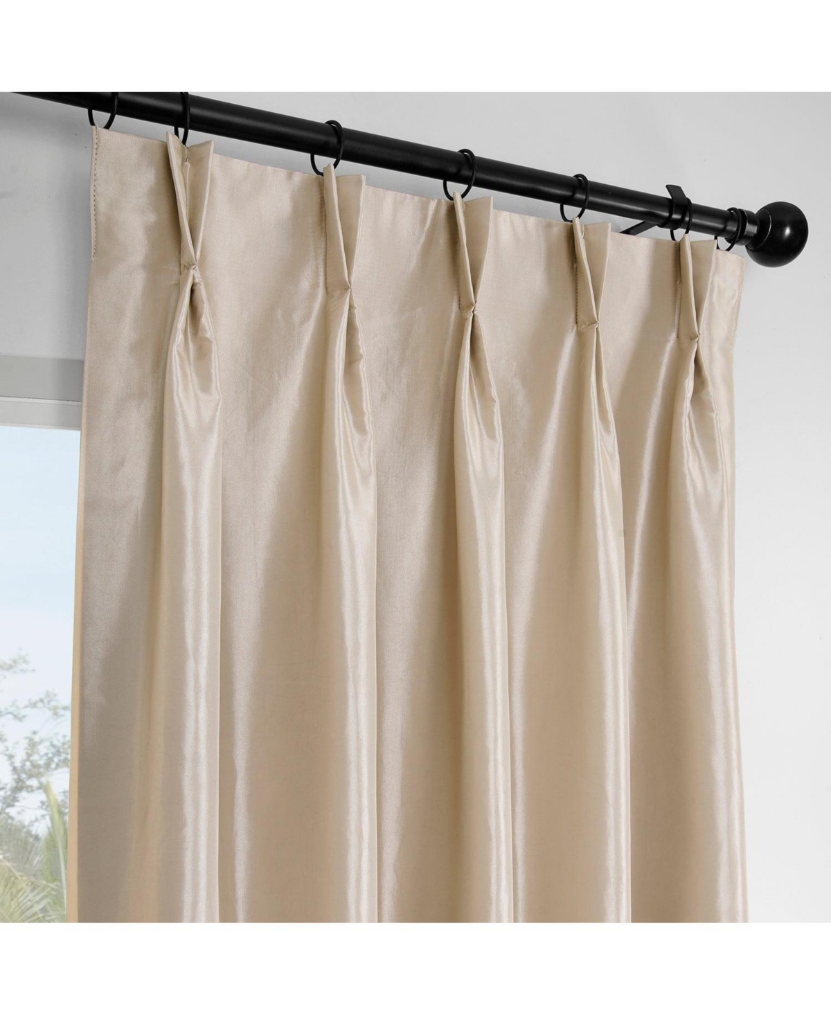 Half Price Drapes French Pleat Faux Silk Taffeta Curtain
