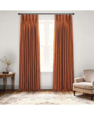 French Pleat Vintage Textured Faux Dupioni Silk Blackout Curtain