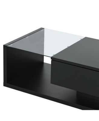  Modernist Glass-Wood Center Table