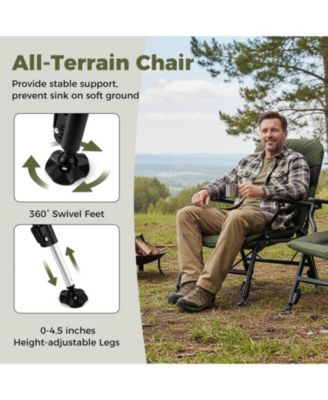 Oversized Folding Fishing Chair for Adults with Armrests, Portable Outdoor Chair