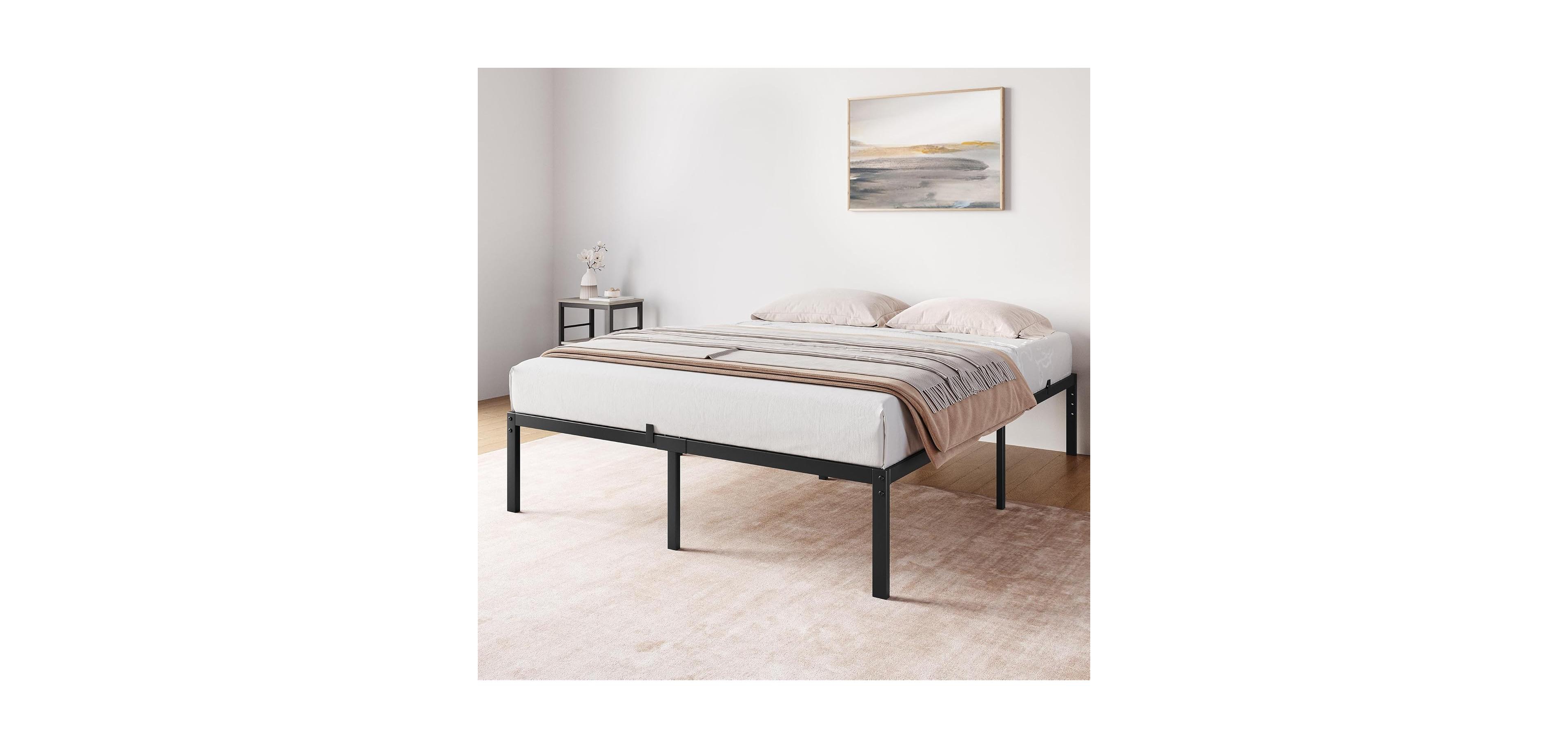 gaomon 14 Inch Bed Frame with Storage,Metal Platform Bed Frame No Box Spring Needed Steel Slat Support Easy Assembly