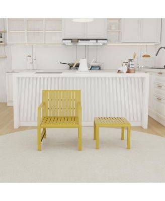 2 Piece Indoor Outdoor Furniture Set with Chair Coffee Table Waterproof PP Material Easy Assembly Patio Conversation Set