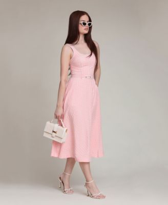 Women's Gingham Checkered Midi Dress